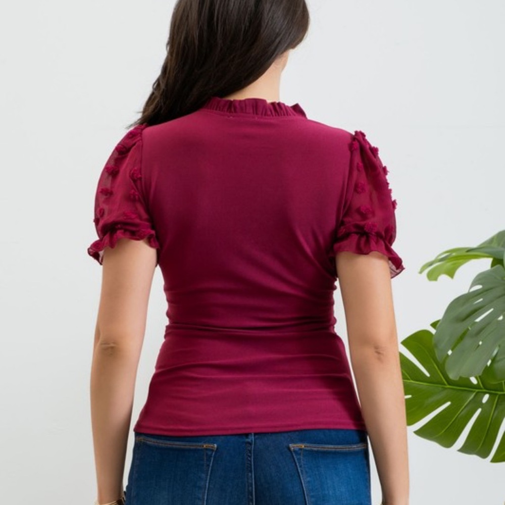 Red Ruffle Swiss Dot Top - Picture 2 of 5